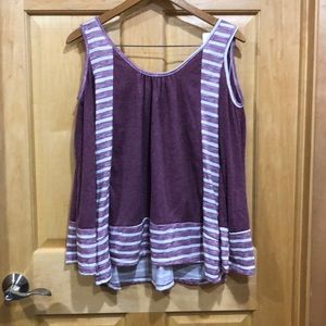 BOGO Mauve Long Sleeve Top cold shoulder striped